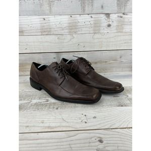 Kenneth Cole Living On Edge Lace Up Dress Shoes Leather Brown Mens Size 12